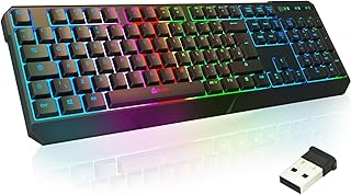 KLIM Chroma Wireless Keyboard UK Layout + New version 2023 + Slim, Durable, Ergonomic, Quiet, Waterproof, Silent Keys + Backlit Wireless Gaming Keyboard For Laptop PC Gamer PS4 Mac + Black
