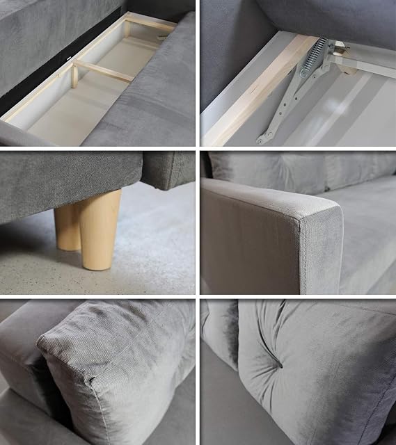 Sofnet Rico Sofa Bed with Storage Box (Grey Kronos 22)