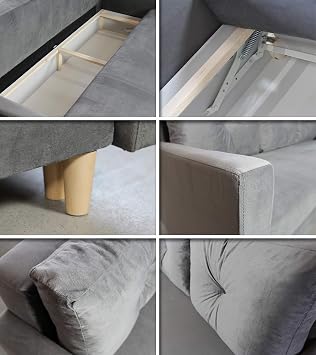 Sofnet Rico Sofa Bed with Storage Box (Grey Kronos 22)