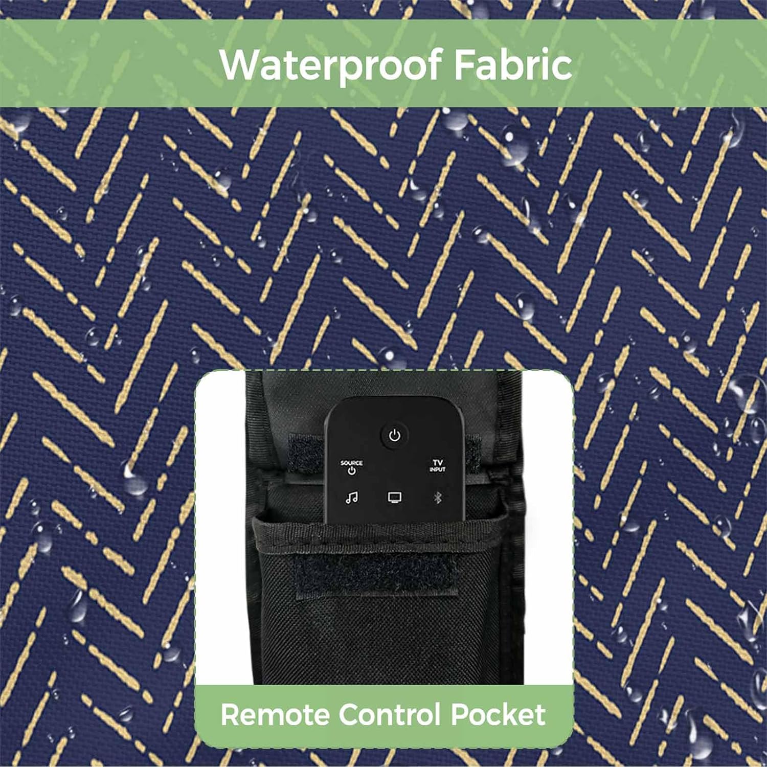 Outdoor TV Cover 65 Inch Navy Blue Stripes TV Enclosure Modern Art Lines TV Covers for Outside TV Display Screen Protector with Remote Control Pocket Home Decor