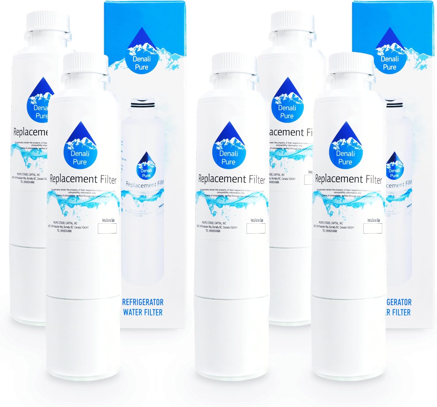 5-Pack Replacement for Samsung RF24FSEDBSR/AA Refrigerator Water Filter - Compatible with Samsung DA29-00020B, DA29-00020A, HAF-CIN Fridge Water Filter Cartridge
