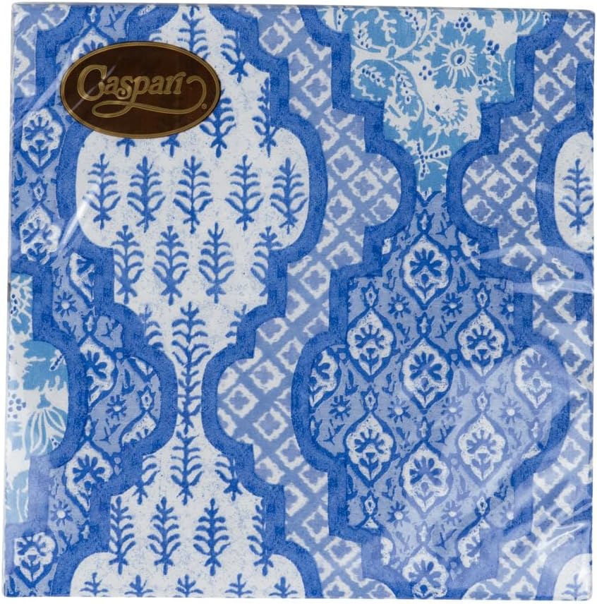 Caspari Provencale Cotton Blue Luncheon Napkins - 20 Luncheon Napkins per Pack