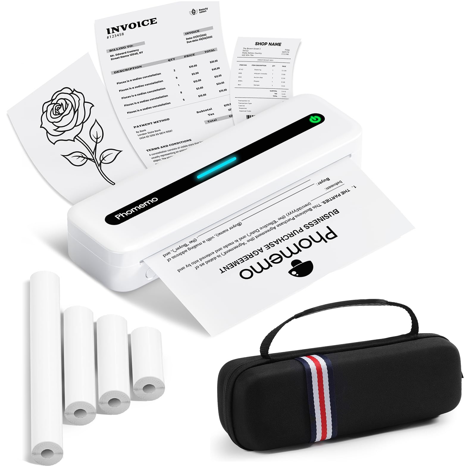 PhomemoInkless Portable Printer, M832 Small Portable Printers Wireless for Travel, Bluetooth Mobile Thermal Printer for Phone Laptop, Support 8.5'' x 11'' and A4 Thermal Paper for Office Home School