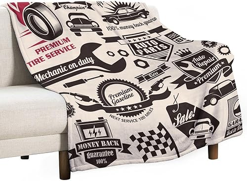 Miniatura 71 de Manta clásica retro para automóvil, diseño clásico de automóvil clásico americano, diseño de motocicleta, manta de franela súper suave para cama y