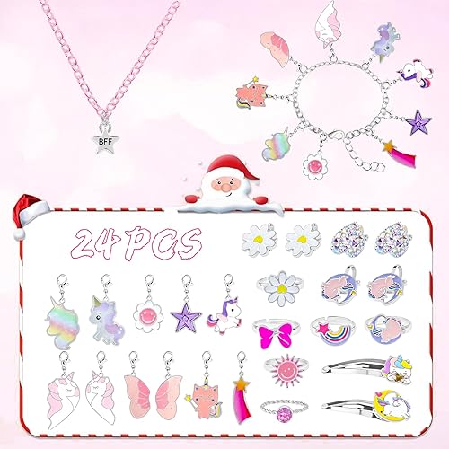 Miniatura 6 de Calendario de Adviento 2025, pulsera con dije de Navidad de 24 días para niñas y niños, calendario de cuenta regresiva con kit de fabricación de Azul