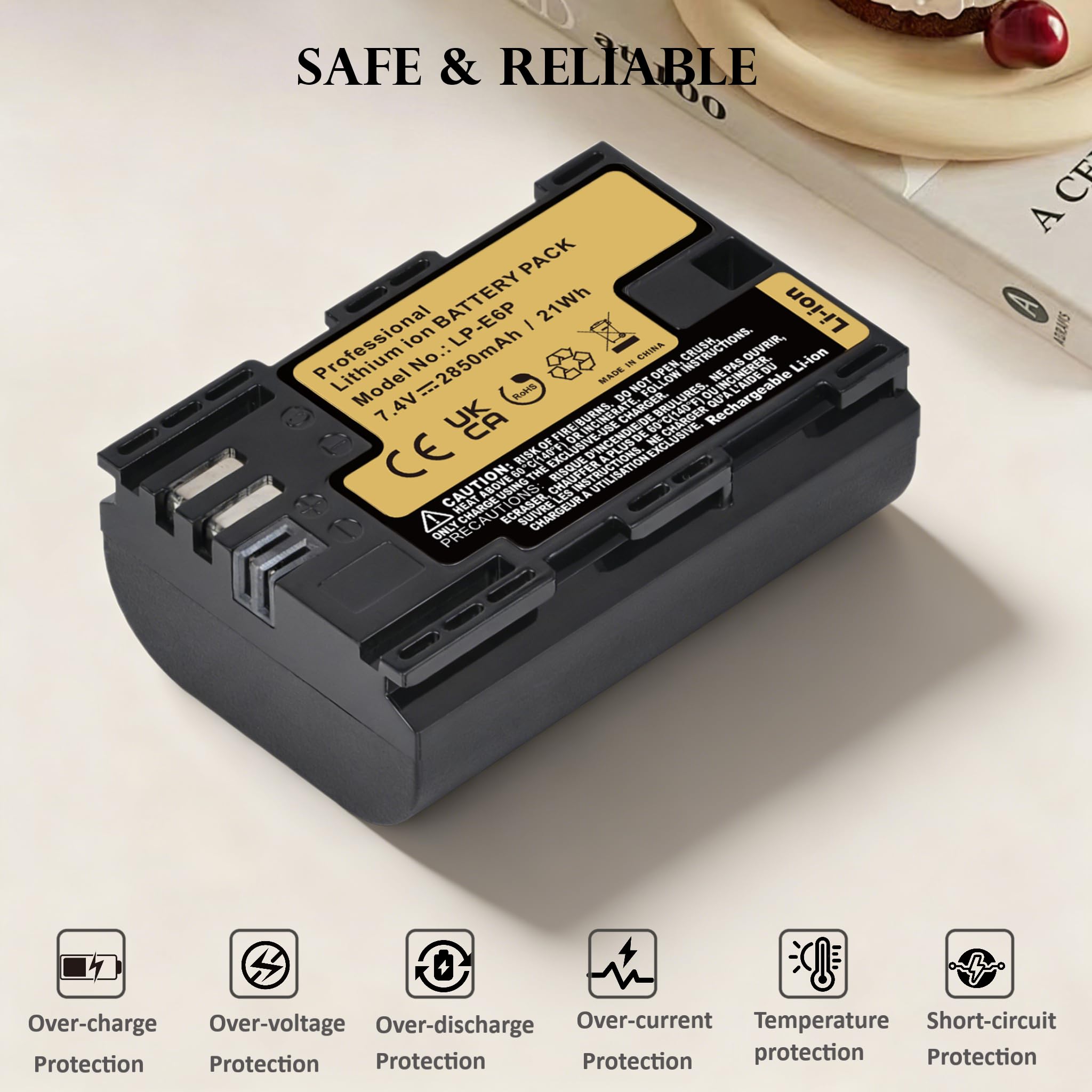 2850 mAh LP-E6P akumulator i ładowarka do Canon EOS R5 Mark II, R6 Mark III, C50, R5C R5 R6 R7 5DS/5DS R, 5D Mark II/III/IV, 6D/6D Mark II, 7D/7D Mark II, 60D 70D 80D XC10 R, LP-E6 LP-E6N LLP-E6NH