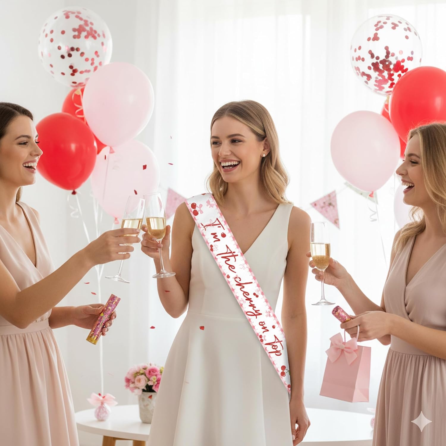 Cherry Party Decorations Sash for Women - I'm the Cherry on Top Girl Sash Decoration, Cherry Theme Party Supplies for Bachelorette Wedding Birthday Baby Shower Party