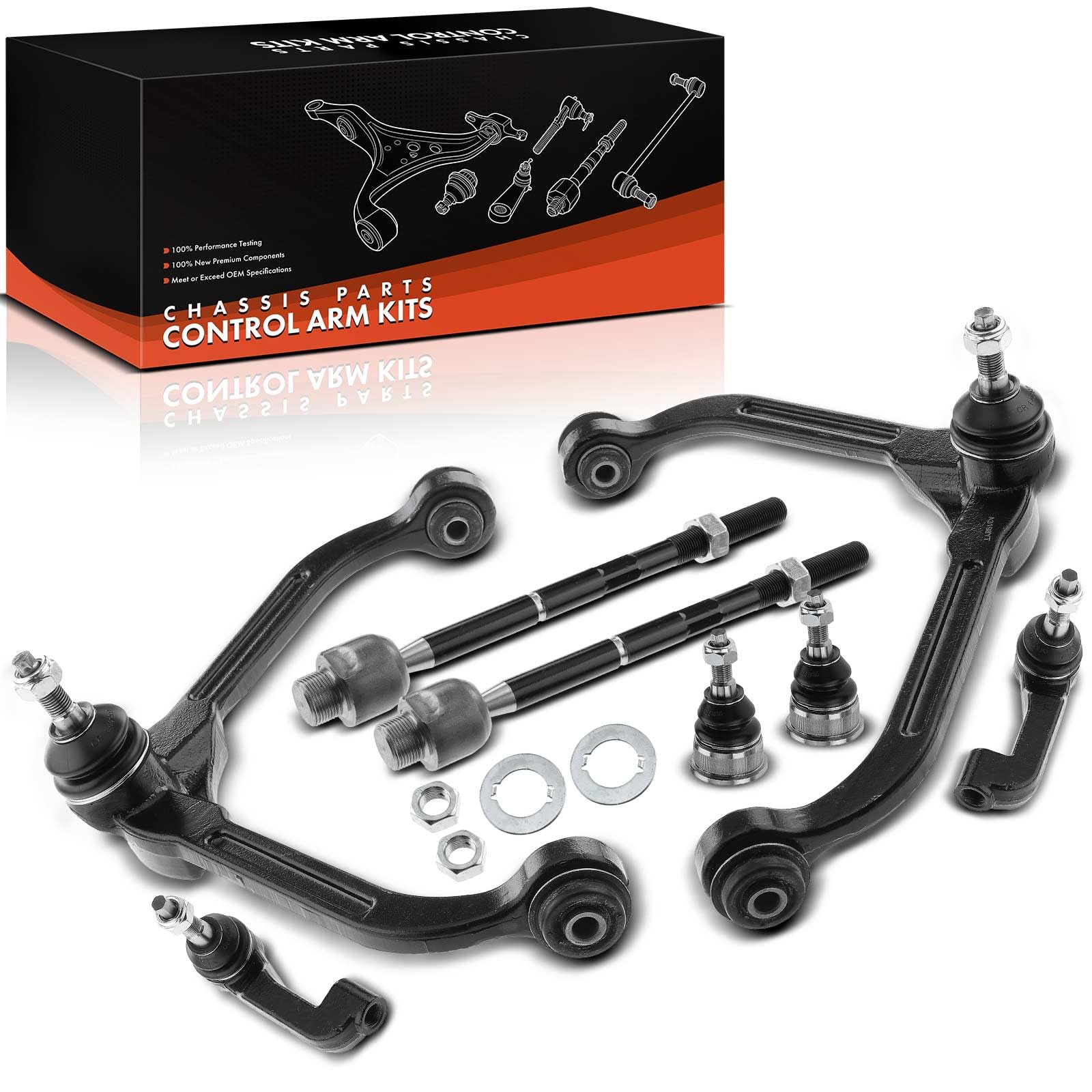 Frankberg 2x Braccio di controllo + 4x Testa del Tirante+ 2x Articolazione di supporto Sospensione delle ruote Anteriore sinistro Destro Compatibile con Cherokee KJ Replace# 52088632AB