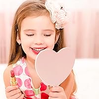 Vista 3 de YEAKE Espejo de mano con mango para maquillaje, pequeño y bonito espejo de mano de madera para afeitarse con agujero para colgar de una sola cara