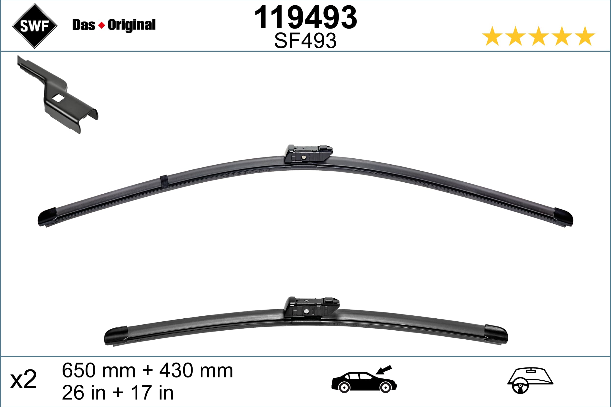 Valeo SWF Das Original Set Silecek Seti Cupra Formentor (2020-2024), Peugeot 508 II (2018 ve sonrası) (650+430 MM) 119493