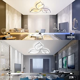 LED Ceiling Light Dimmable Living Room Lamp with Remote Control Colour Changing Bedroom Ceiling Lamp [Energy Class E]