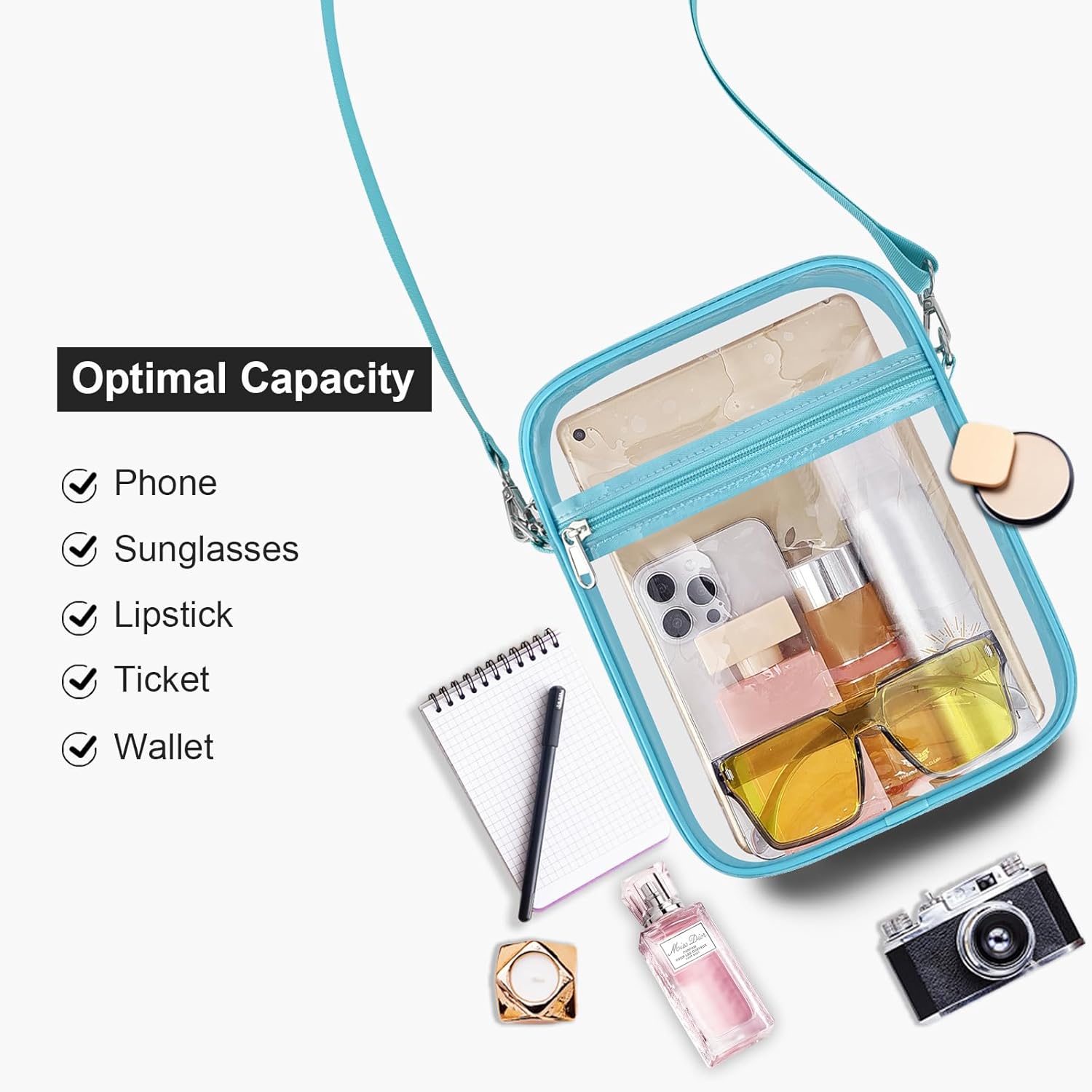 USPECLARE Clear Purse Stadium Transparent Messenger Bag Stadium Approved for Men and Women Clear CrossBody Bag - Image 5