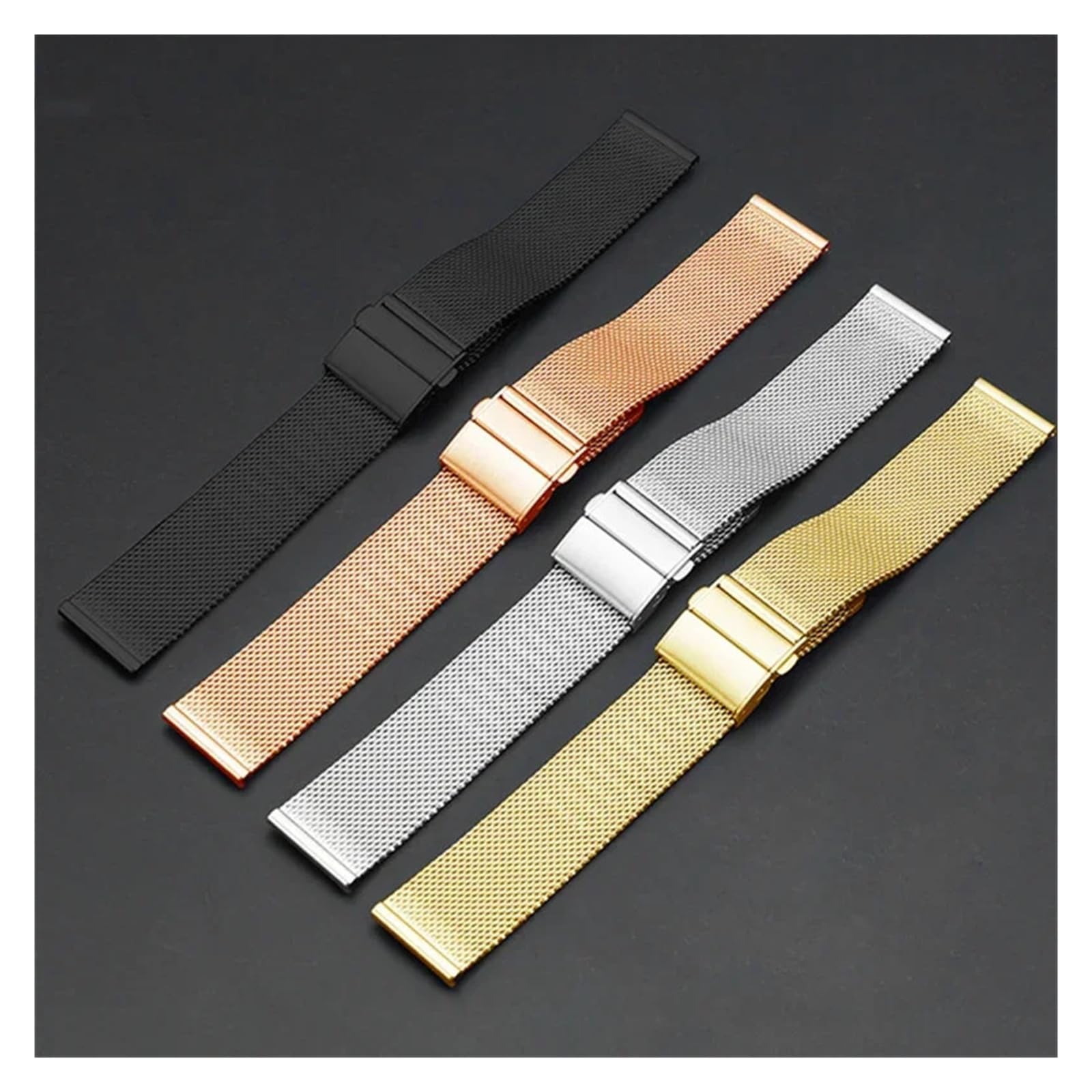 Générique NASUNJIA Bracelet De Montre Milanais En Acier Inoxydable Avec Boucle Déployante À Double Pression, 18 Mm, 20 Mm, 22 Mm, Accessoires