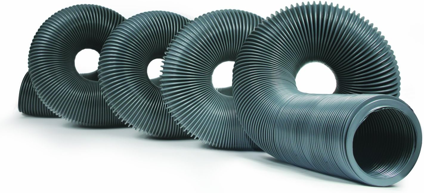 Camco 39651 3965 Durable High Tensile Strength Sewer Steel Wire Core, 20'Hose with 18 mils of HTS Vinyl, Simple and Easy Storage, Gray