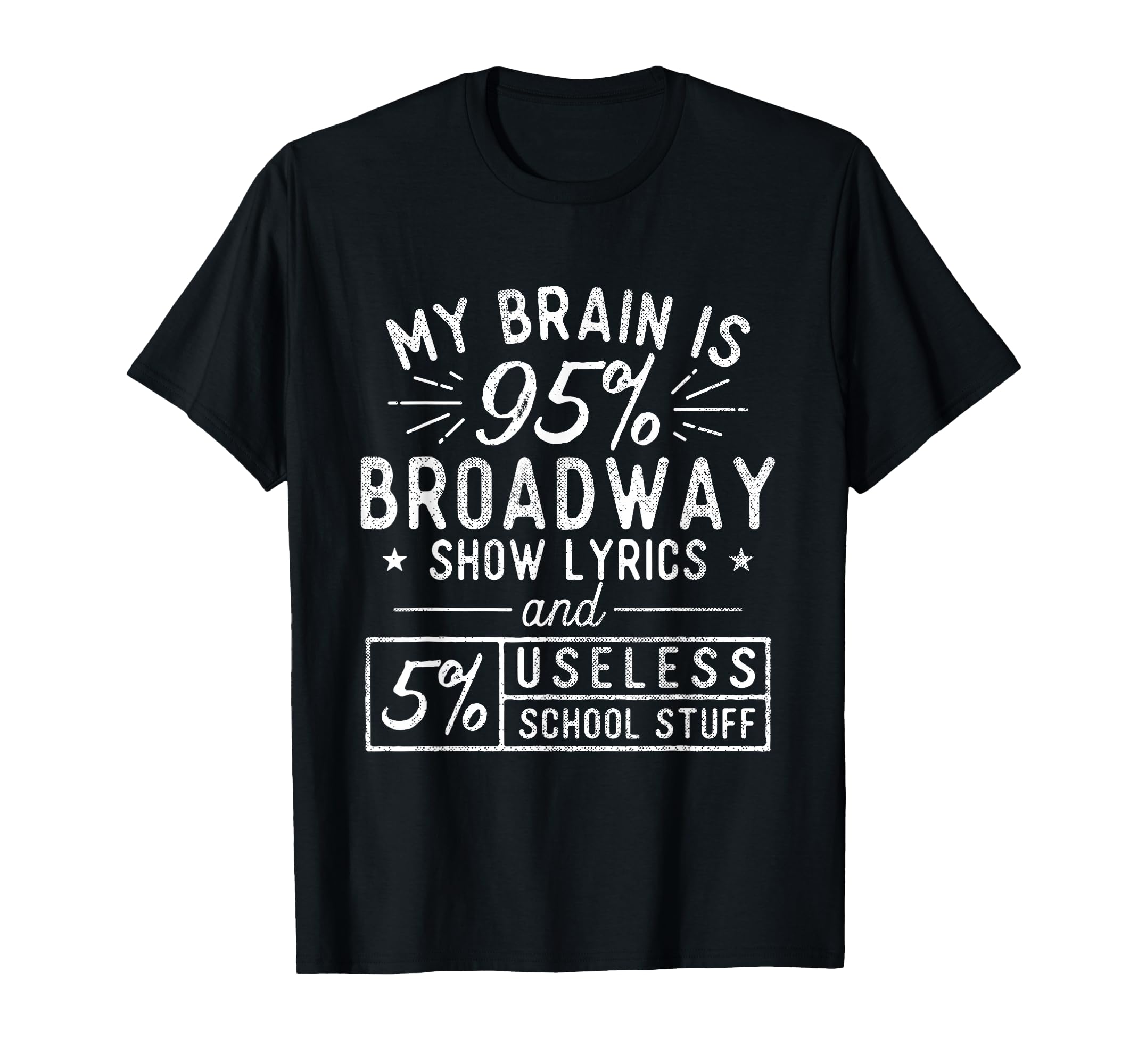 My Brain is 95% Broadway Lyrics - Actor Theatre Musical T-Shirt Small