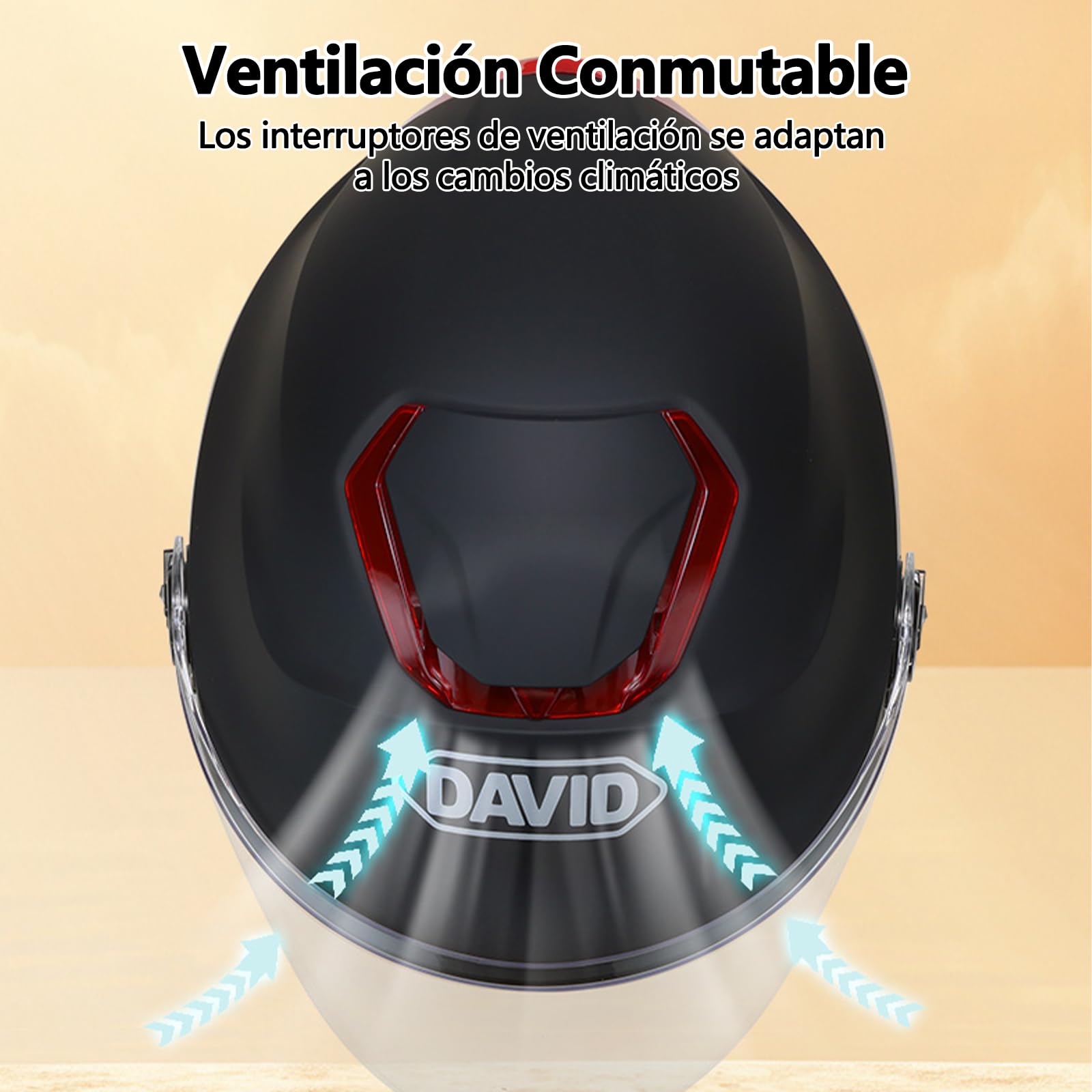 Casco Abierto clásico, Medio Casco con Visera, Hebilla de 7 Secciones, Carcasa de 709abs combinada con Capa de amortiguación Eps