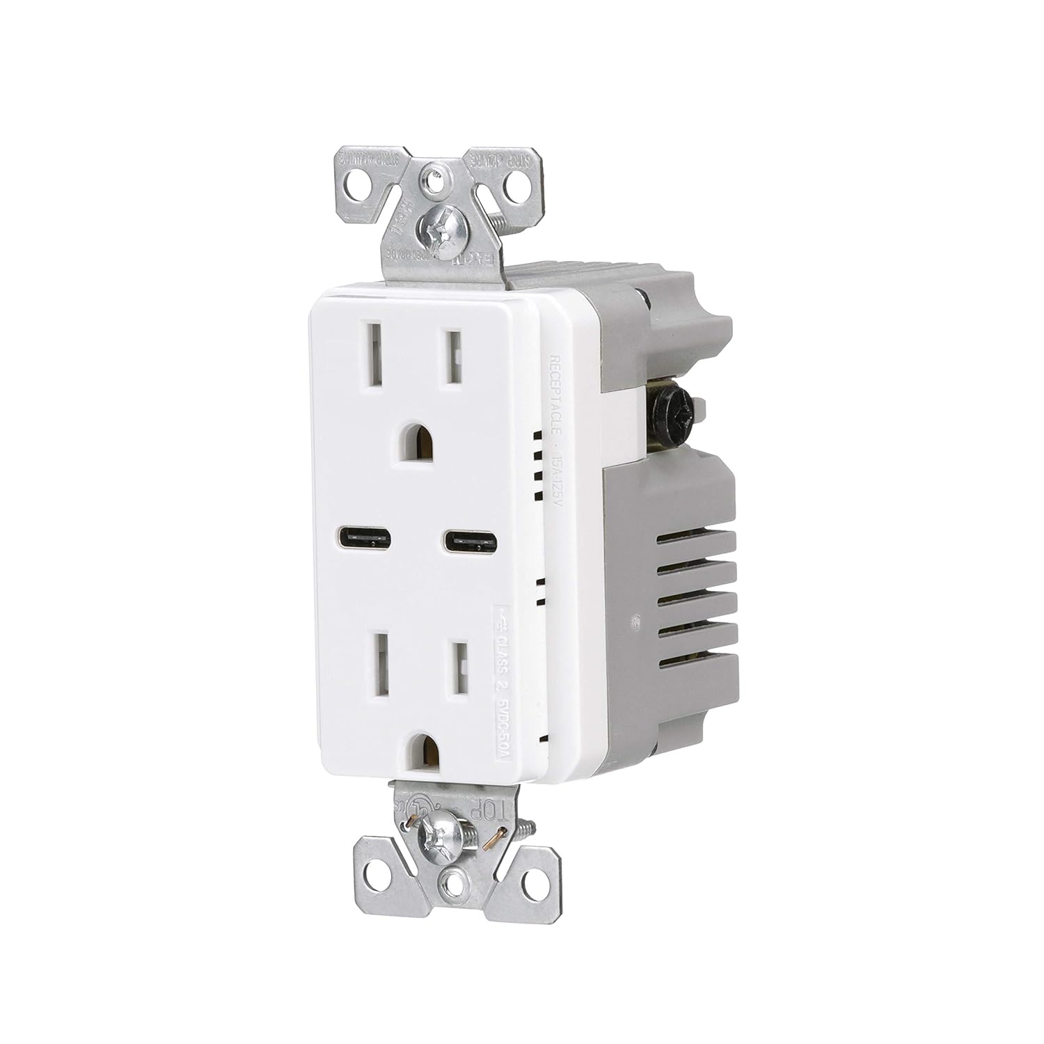 Eaton USB-C Charger with TR Duplex Receptacle Without Wallplate, White