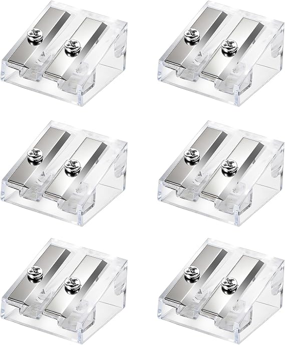 6 PCS Pencil Sharpener, Double-Hole Pencil Sharpener for Artist Sketching Pencils, Eyebrow Pencil,Cosmetic, Lip Liner Sharpener, Office, School Supplies