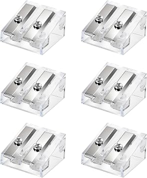 6 PCS Pencil Sharpener, Double-Hole Pencil Sharpener for Artist Sketching Pencils, Eyebrow Pencil,Cosmetic, Lip Liner Sharpener, Office, School Supplies