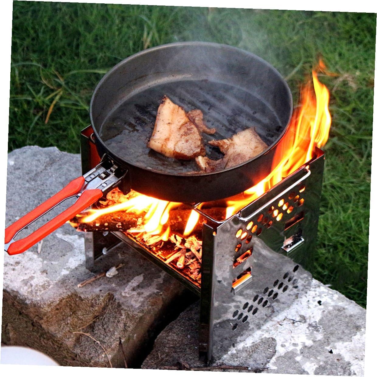 Ciieeo Adjustable Stainless Steel Outdoor Bbq Stove Foldable Camping Charcoal Grill Rack Portable Barbecue Grill for Picnic and Garden Use