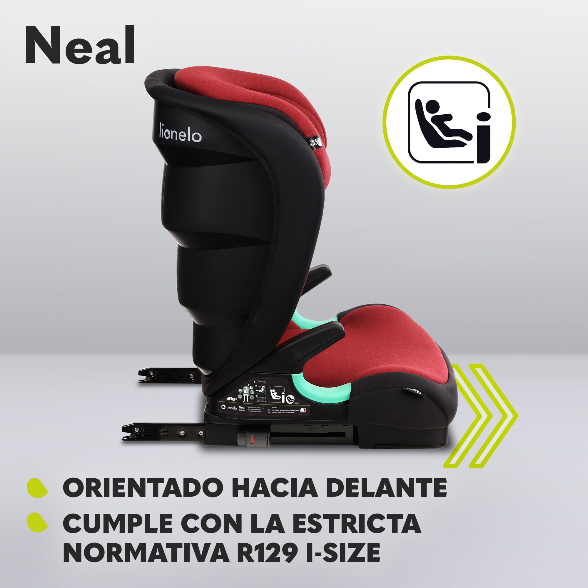 LIONELO Neal silla coche 15-36 kg grupo 2 3 Isofix i-Size protección lateral respaldo ajustable en 3-posiciones altura del reposacabezas ajustable sistema de ventilación