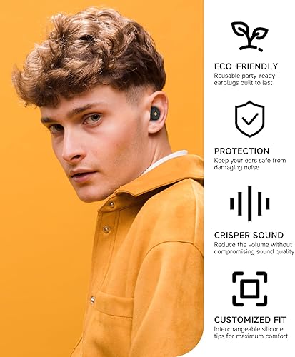 Miniatura 10 de BLIET Tapones de silicona para los oídos para dormir, tapones para los oídos reutilizables para reducción de ruido, máscara de dormir con juego de