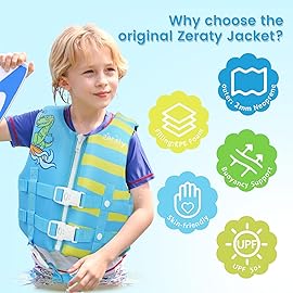 Zeraty Toddler Swim Vest Neoprene Kids Float Jacket Swimming Aid for Children Girls and Boys 36-40-50-60-70-88Lbs with Dual Adjustable Safety Straps
