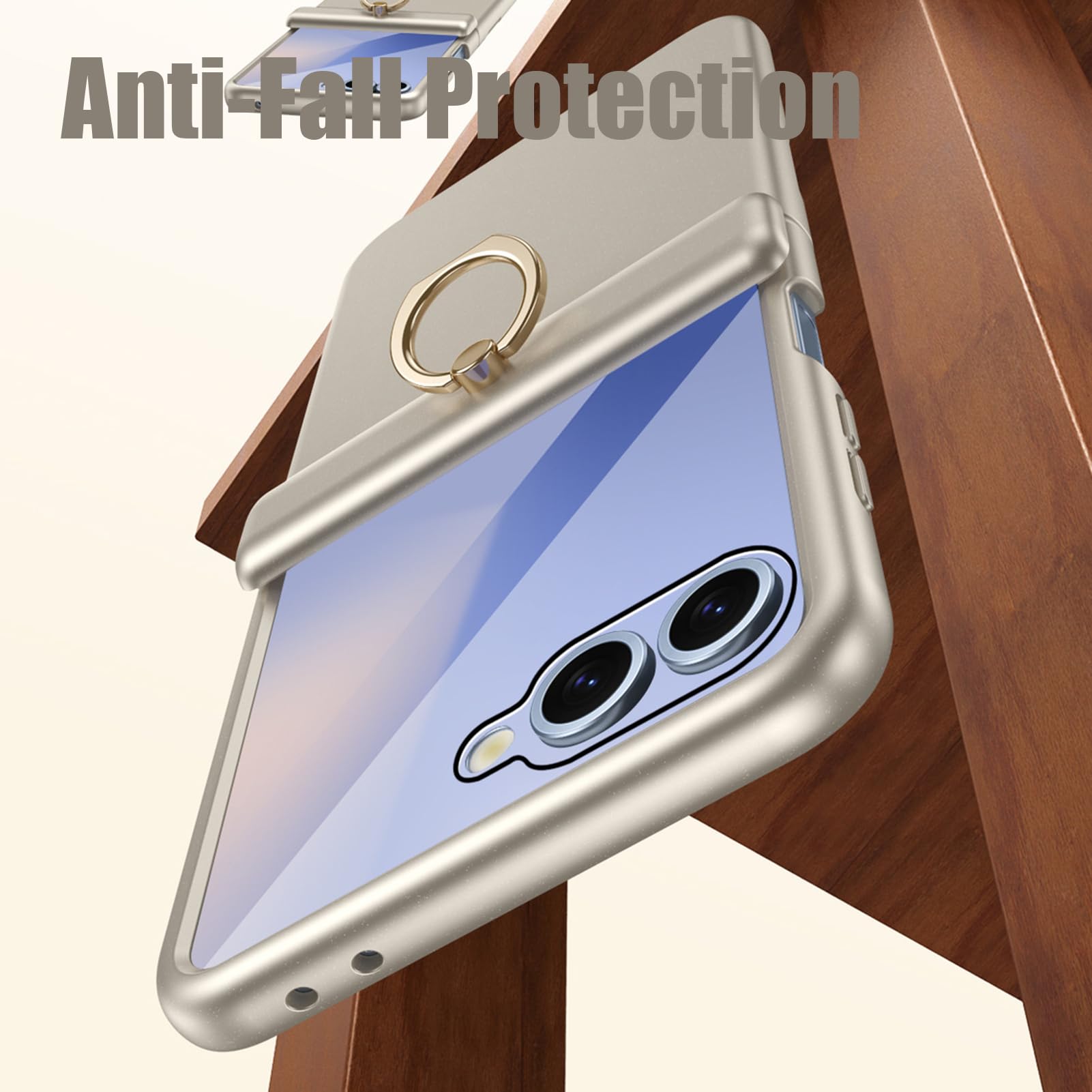 Zawiasowe etui do Samsung Galaxy Z Flip 8, obrotowe powlekanie pierścieniem, odporna na wstrząsy osłona ekranu, kompleksowa osłona, czarne, Flip 8