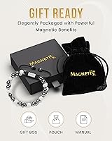Vista 7 de MagnetRX® Pulsera de Hematita y Piedra Lunar - Pulseras Magnéticas de Hematita de Fuerza MÁXIMA - Pulseras de Cuentas Blancas con Cristales