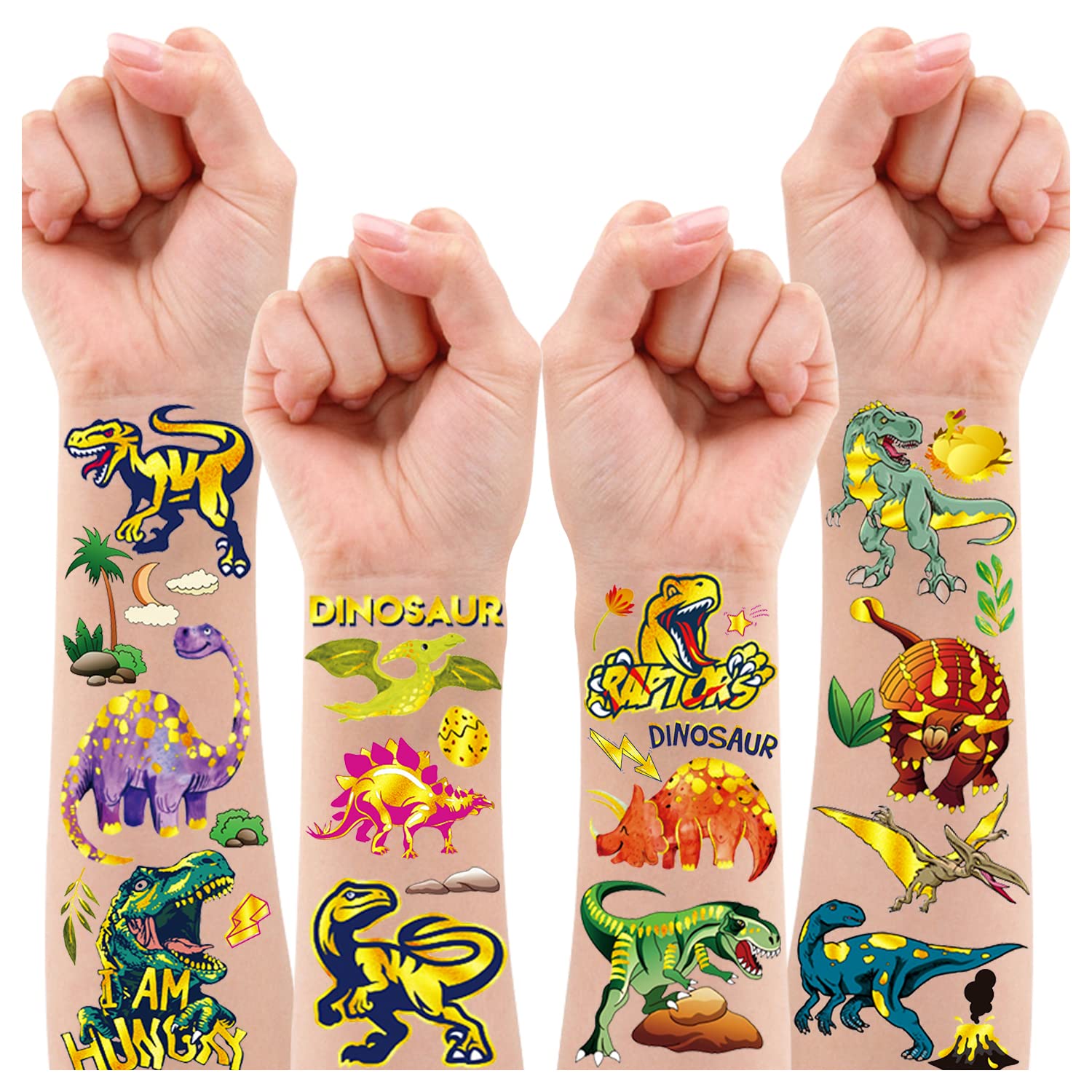 100 Tatuaggi Temporanei Per Bambini Con Dinosauri, Delicati Sulla Pelle, Valutati Dermatologicamente 'Molto Bene', Facili Da Applicare E Rimuovere, Regalo Compleanno