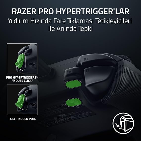 Razer Wolverine V3 Tournament Edition 8K PC – PC için Kablolu Espor Kumandası (8K Hz HyperPolling, Değiştirilebilir Başlıklı TMR Başparmak Çubukları) Siyah
