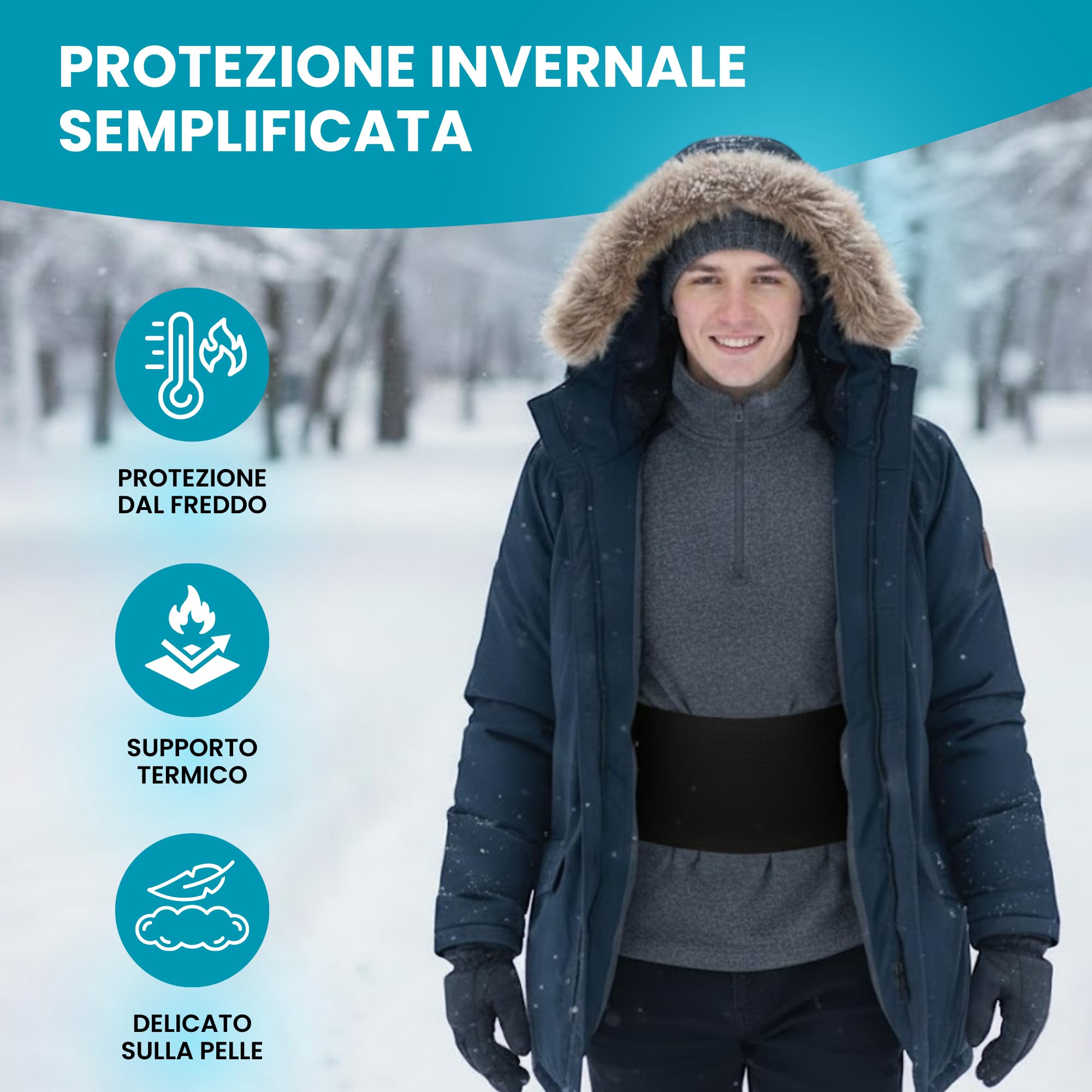 BeFit24 Pancera Riscaldante in Lana Merino per Uomo e Donna | Fascia Termica Lombare | Protezione Reni e Schiena | ScaldaReni Traspirante Lavabile Prodotto in Europa