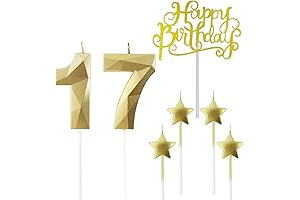Golden Number 17 Birthday Candles
