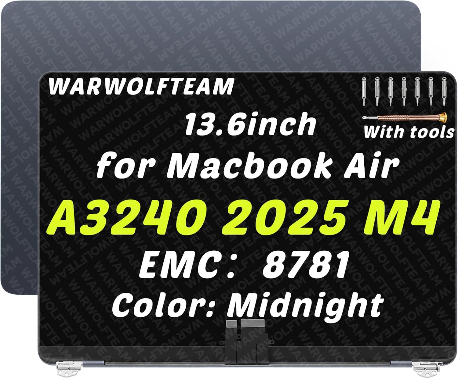 13.6in Compatible with MacBook Air A3240 Retina M4 2025 EMC 8781 MC654 MC6A4 MC6C4 2560 x 1664 LCD LED Screen Replacement Complete Assembly (Midnight Blue)