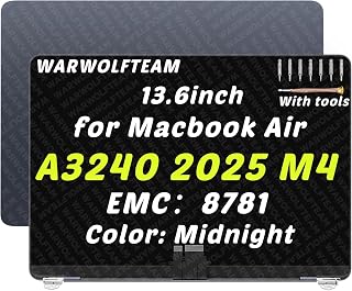for MacBook Air A3240 Retina LCD Screen Replacement, Midnight | 13.6in, 2560 x 1664, LCD Screen Display Assembly Replacement, Includes Cover Cable Hinges