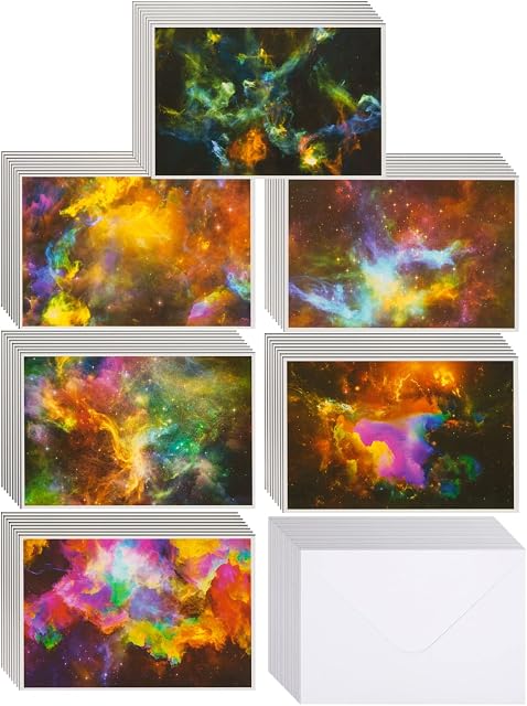 48 Pack All Occasion Greeting Cards Box Set Including Envelopes, Space Cosmos Theme, 6 Designs, 10.2 x 15.2 cm