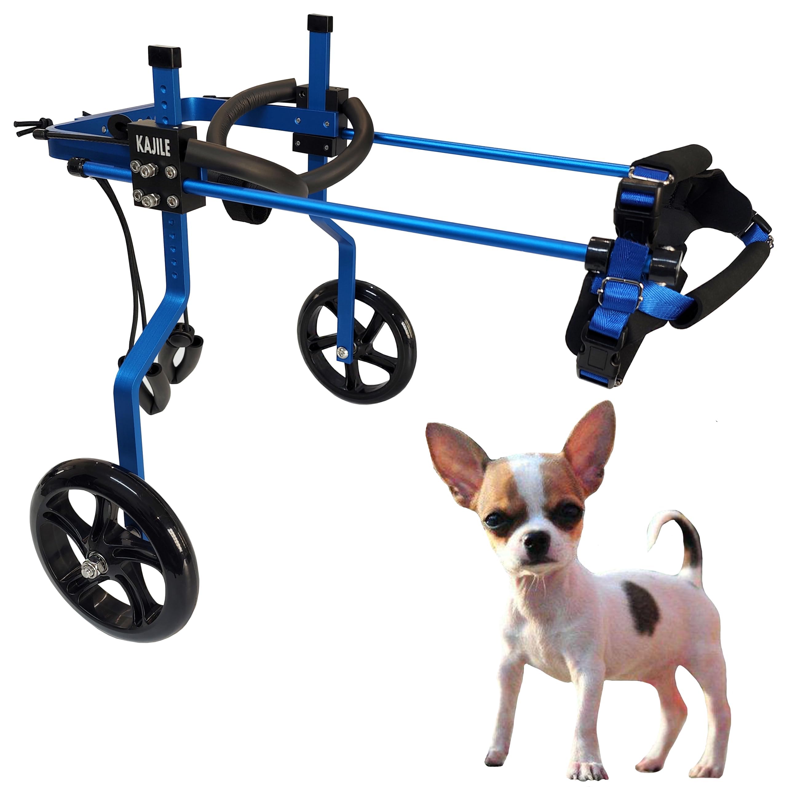 KAJILE Adjustable Dog Wheelchair,Dog Hind Leg Rehabilitation,Blue,XXS