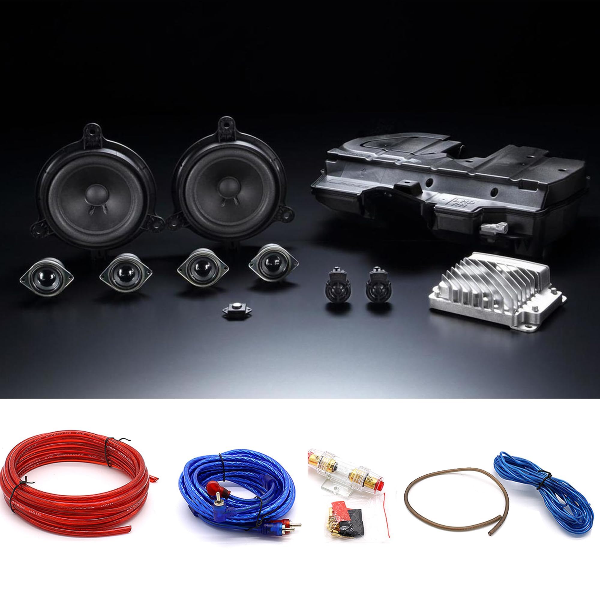 Subwoofer Anschluss Set,Bassbox Kabel Auto Set,Subwoofer Kabel Set,Endstufe Kabel Set,Auto Subwoofer Kabel Set,Endstufe Kabel,Subwoofer Set Kabelschuh,Auto Verstärker Kabel Set-10GA,4 Meter