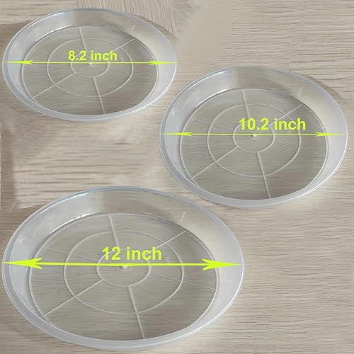 Miniatura 10 de OUPSAUI Bandeja para macetas de 12, 14, 16, 18, 20 pulgadas, paquete de 6 platillos transparentes para interiores y exteriores, bandeja de goteo de