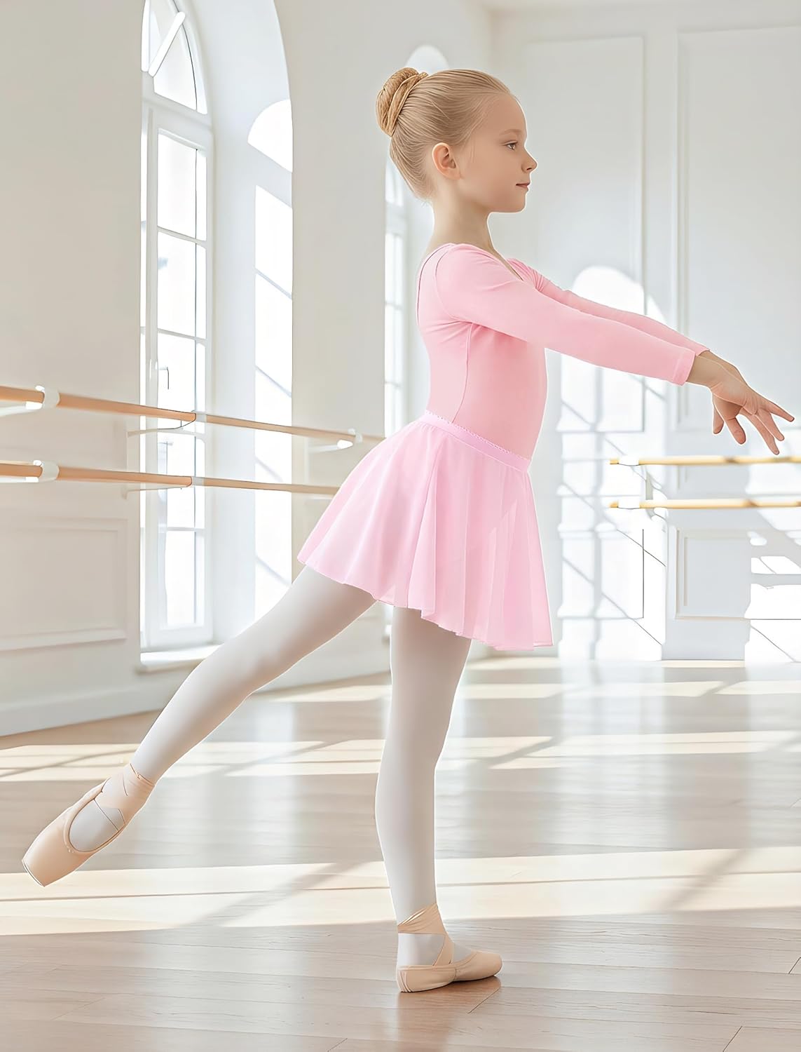 Gogokids 2PCS Long Sleeve Dance Leotards with Removable Skirt, Toddler Dance Dress for Ballet Class & Performance 3-11Years - Image 3