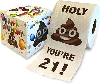 Printed TP Holy Poop You're 21 Printed Toilet Paper Gag Gift – Funny Toilet Paper For Prank, Surprise, Bathroom Decor, Novelty Gift For Men, Women, Friends, Family, 21st Birthday Party - 500 Sheets