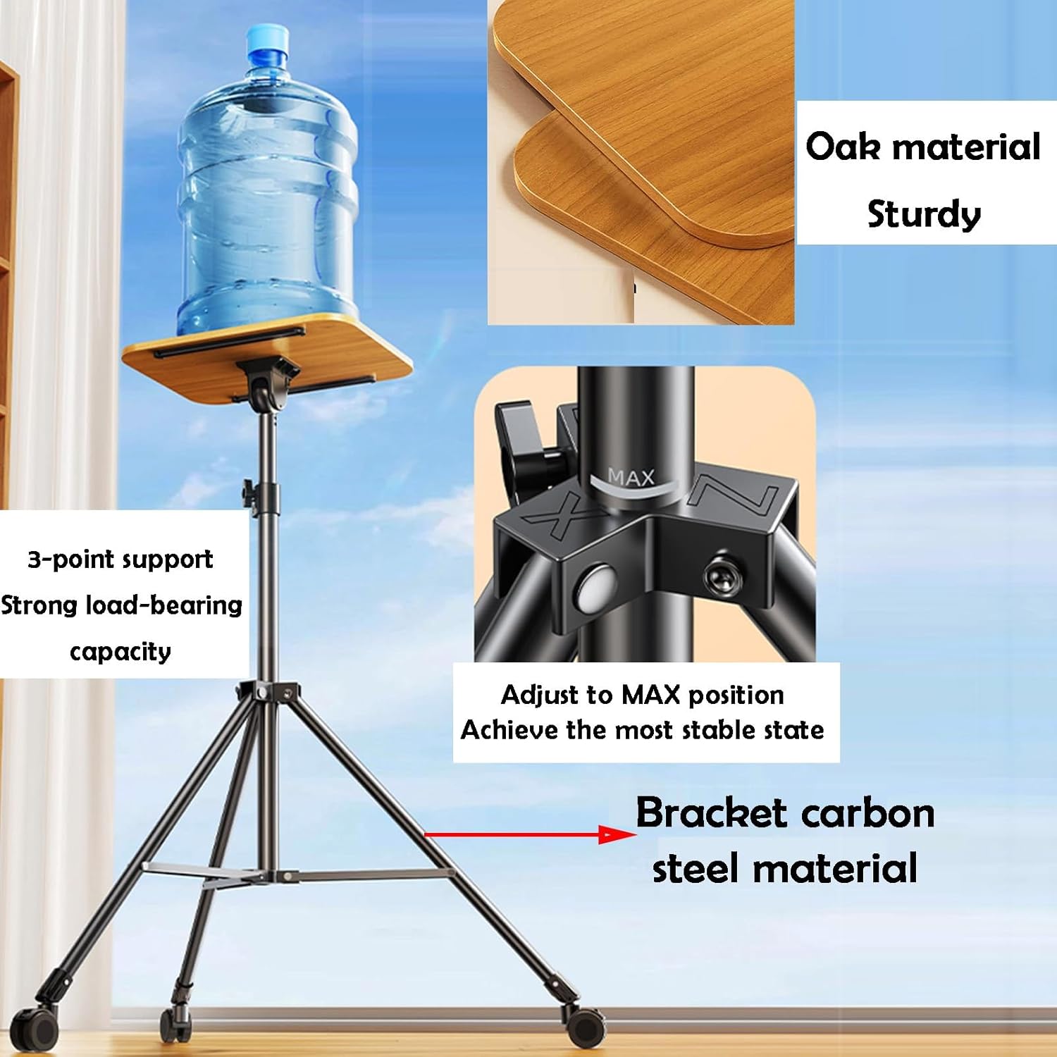 Portable Floor Book Stand with Movable Casters, Adjustable Height 82-145cm, Recipe Holder for Home Office and School