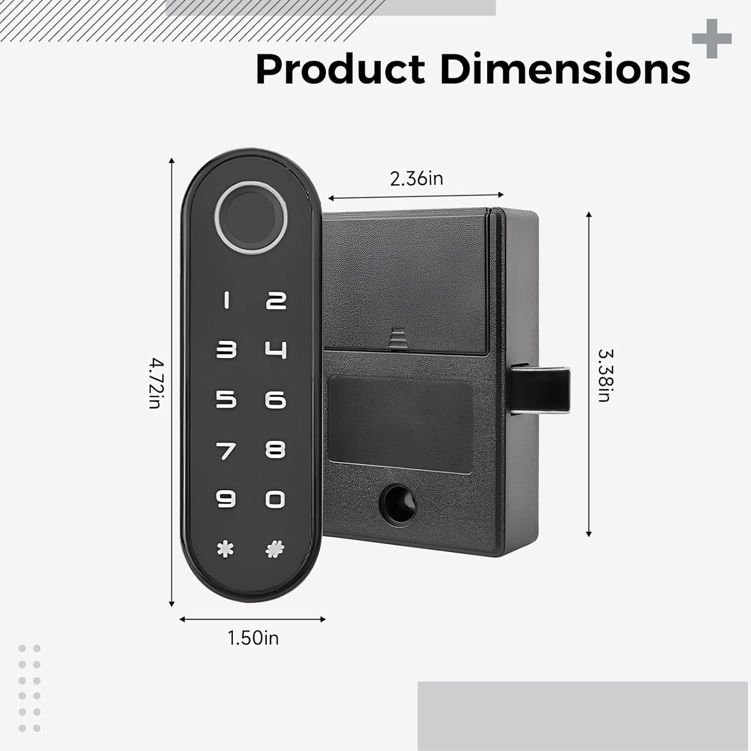 Vertical Cabinet Lock With Fingerprint And Password, Accommodates 100 Fingerprints, Abs & Acrylic Housing, Type-C Charge Port