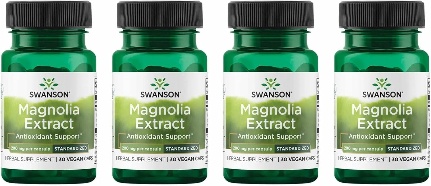 Swanson Magnolia Bark-Herbal Supplement Traditionally Used to Promote Nervous System & Digestive Health Support-May Promote Respiratory Health & Stress Support (30 Veggie Capsules, 200mg Each) 2 Pack