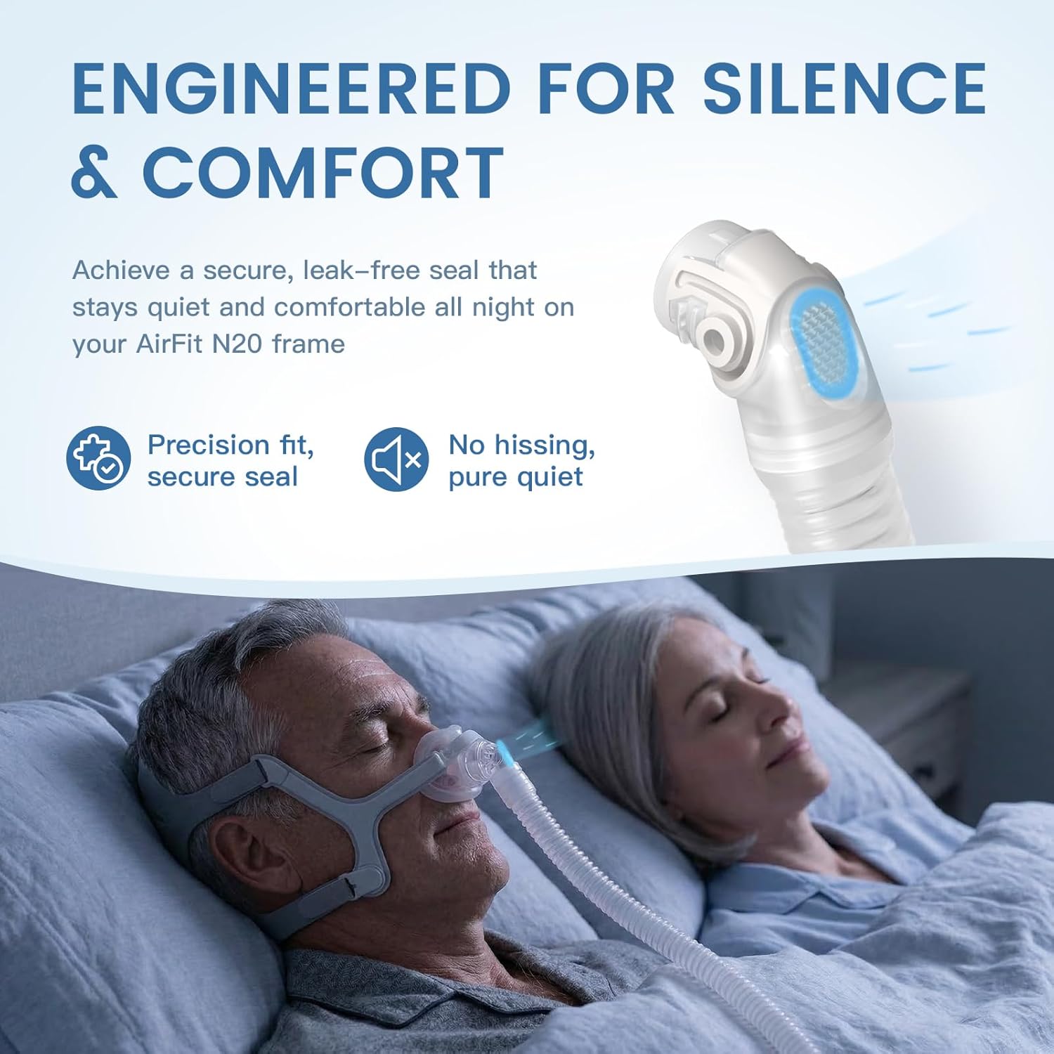 3 Pack Replacement Tube for Airfit N20 Cpap Masks, Replacement Short Hose Assembly Compatible with Airtouch N20, Reduce Noise and Leakage, CPAP Supplies Accessories, Included 3PCS Short Tubes Only