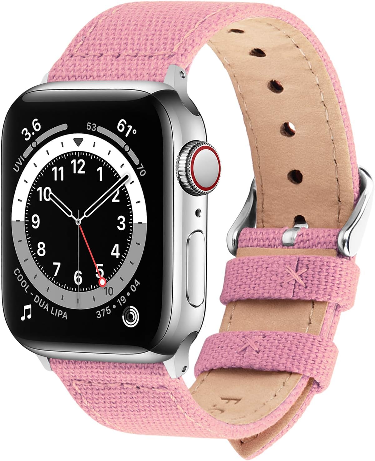 Fullmosa Compatible Apple Watch Band 38mm 40mm 41mm 42mm 44mm 45mm, 8 Colors Canvas Style for iWatch Strap Compatible with Apple Watch Series 1/2/3/4/5/6/7/8/SE2/SE, 38mm 40mm 41mm Sakura Pink
