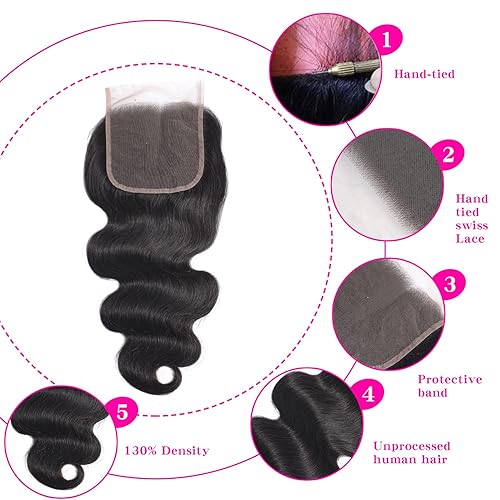 Miniatura 3 de Selina Cierre de encaje HD de 5 x 5, cierre de encaje brasileño ondulado, cierre de encaje, cabello humano sin procesar, cabello virgen brasileño,