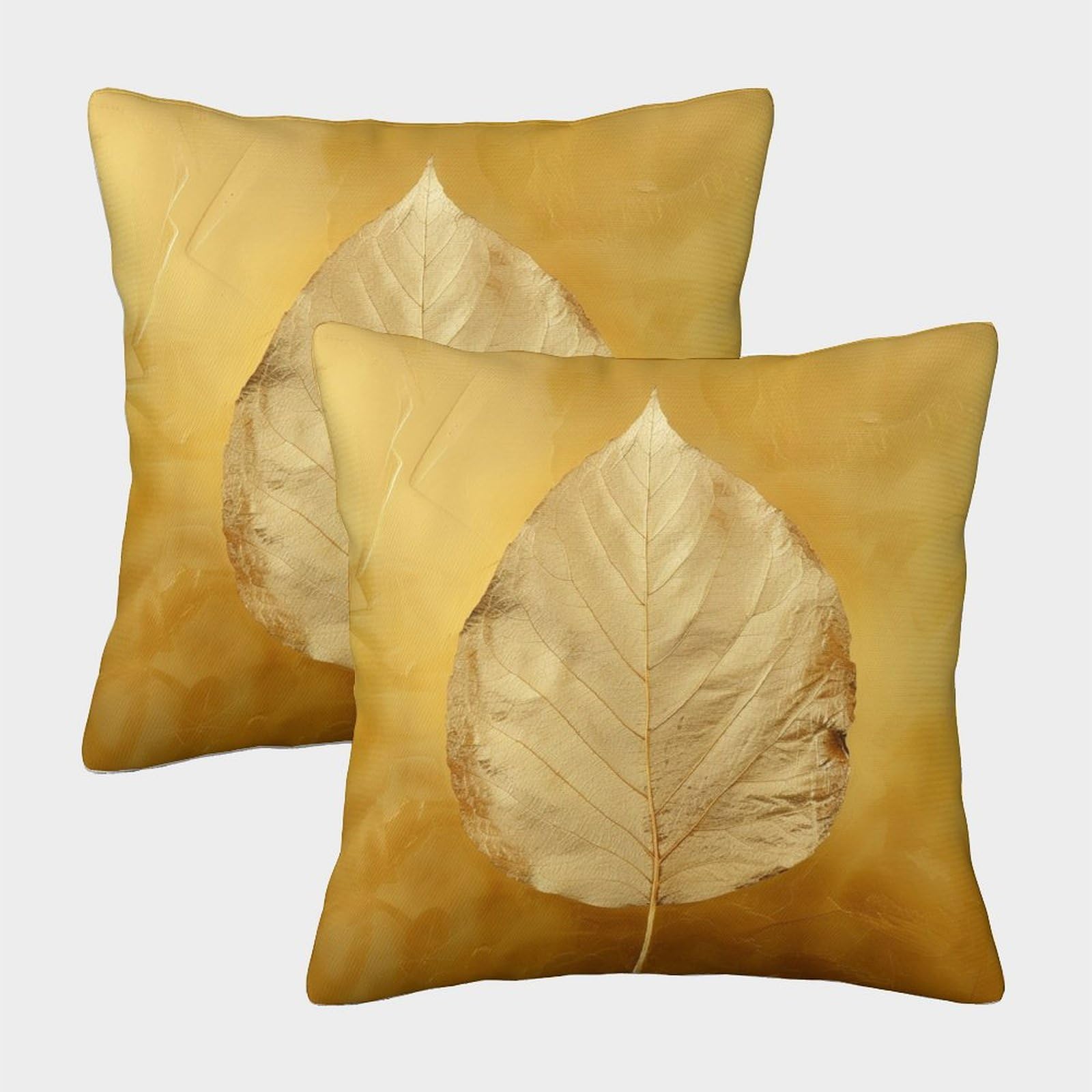 BANEUBBDE Yellow And Gold LeavesCushion Covers Set of 2 Cushion Cover PlantLiving Room Cushions Cases for Farmhouse Outdoor Garden Sofa Cushions Modern Cushion Covers45x45cm