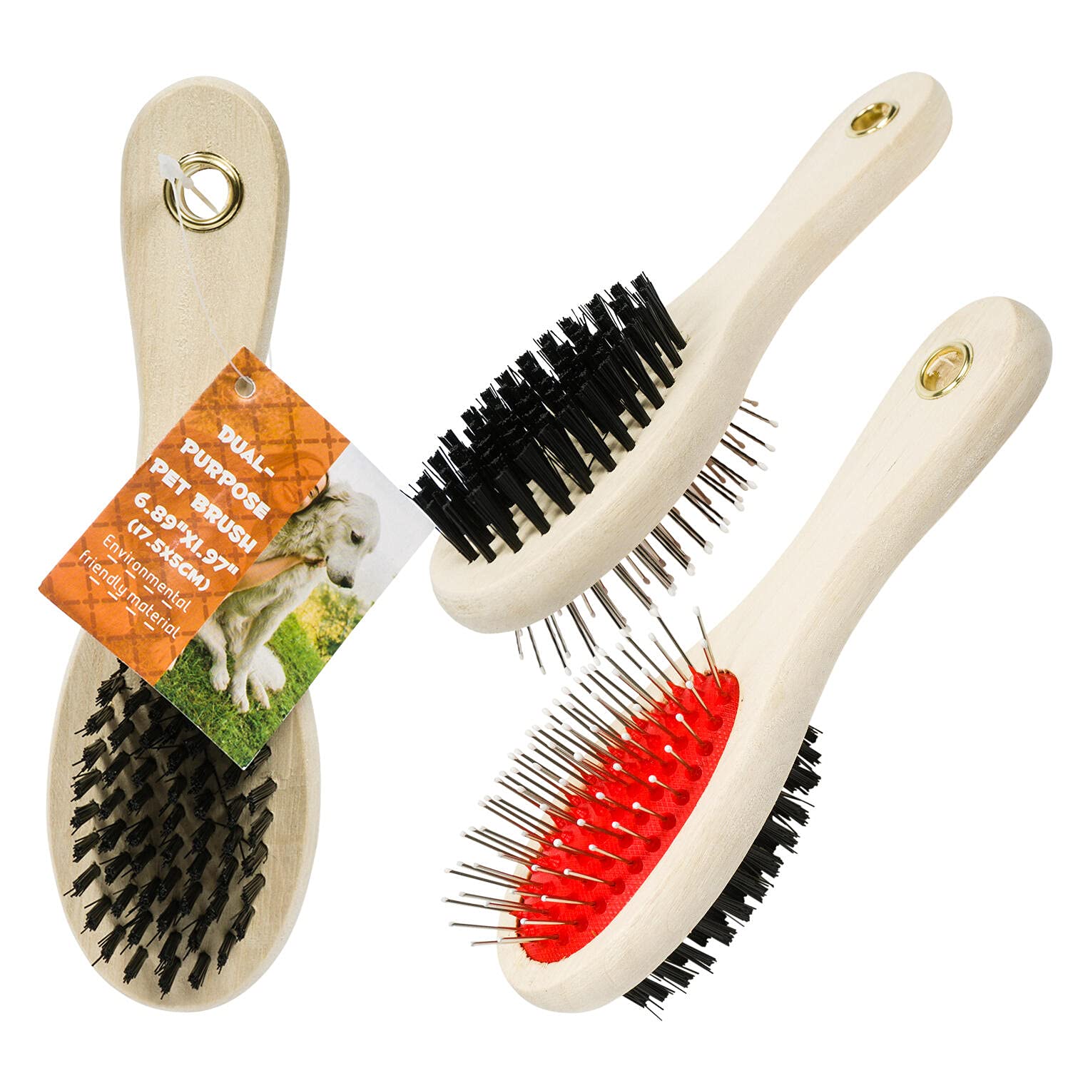 Pets Wooden Double Sided Pin Dog Brush, Dog Deshedding Grooming Brush for Cat, Small and Medium Dogs (B07D4KXB3Y) Amazon Price History, Amazon Price Tracker