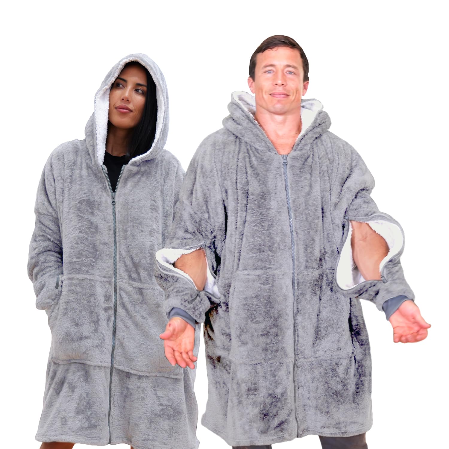 Dialysis Wearable Blanket with Arms Zipper Design for Hassle-Free Port Access | Oversized Blanket Hoodie - Unisex | Soft & Cozy Fabric to Keep You